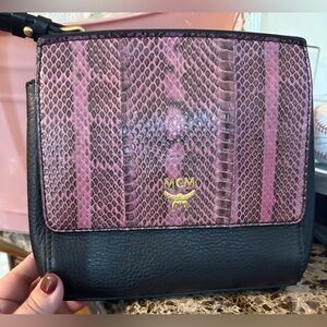 MCM Pink and Black Snake Skin  Leather Crossbody Bag